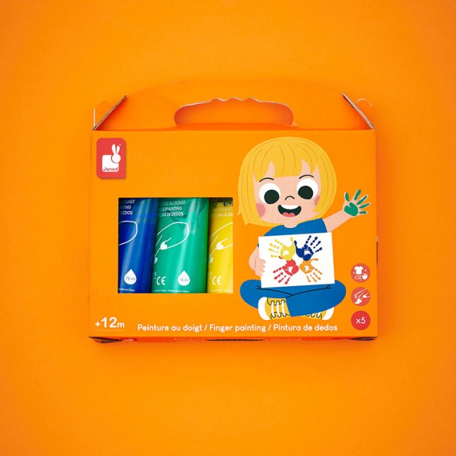 Farbki do malowania rękami 5 kolorów Janod 12m+