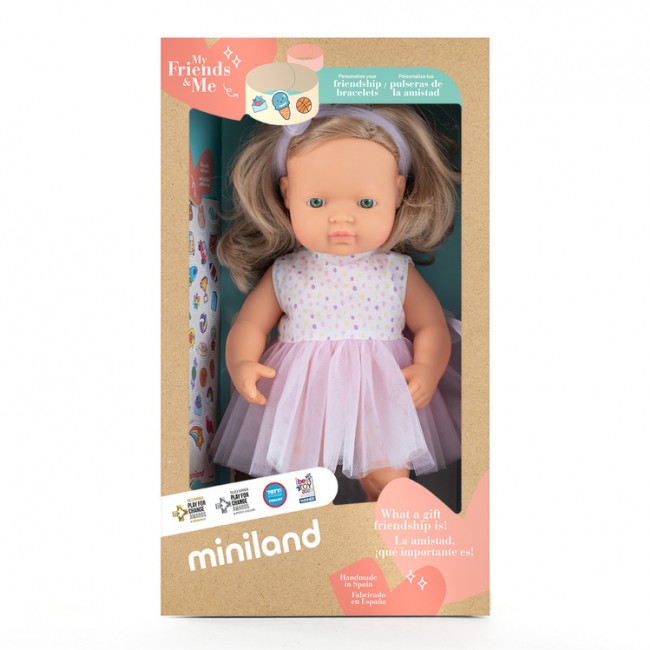 Lalka dziewczynka Miniland My Friends & Me - Europejka Ciemny Blond 38 cm