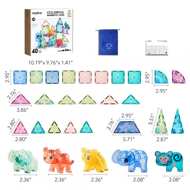 Klocki magnetyczne mideer - Zwierzęta 40 el.