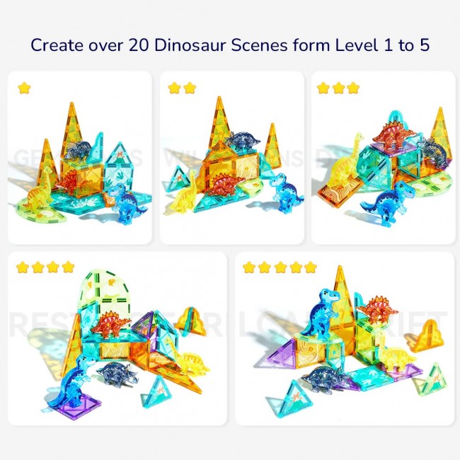 Klocki magnetyczne mideer - Dinozaury 48 el.