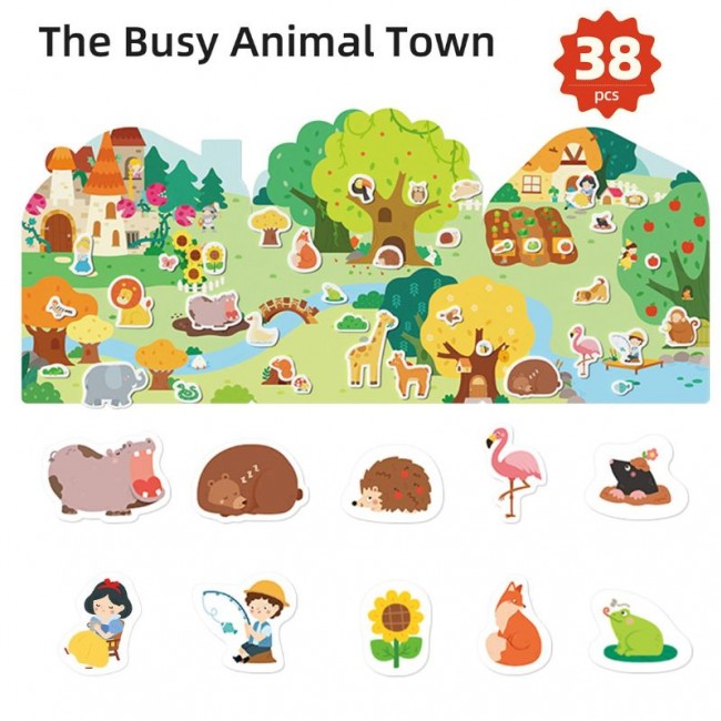 Zestaw wielorazowych żelowych naklejek mideer - The Busy Animal Town