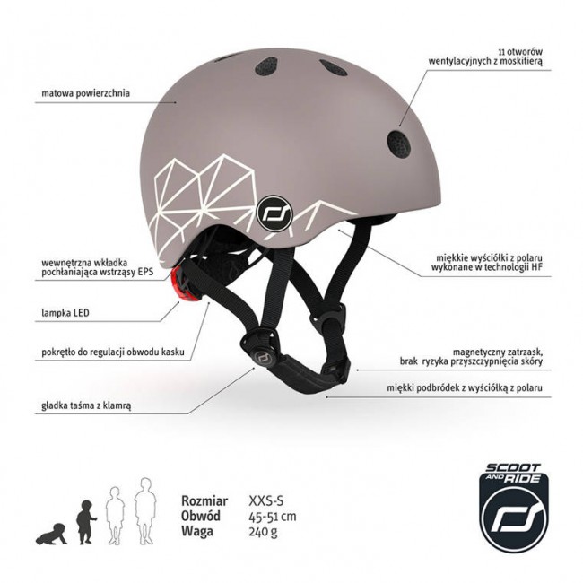 OUTLET Kask dla dzieci SCOOTANDRIDE XXS-S 1-5 lat - Brown Lines