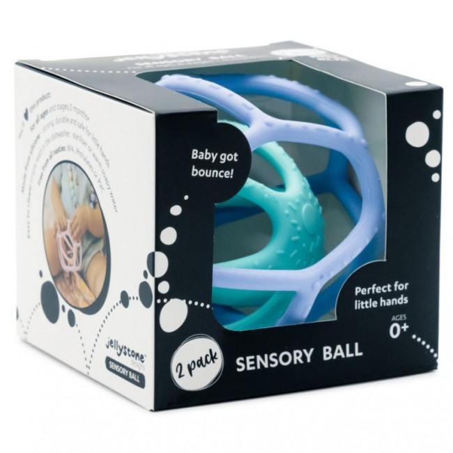 Zestaw sensoryczny piłka i gryzak 2w1 Jellystone - Blue & Mint