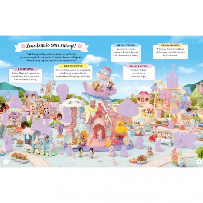 Książka z naklejkami "Dzień w parku rozrywki Sylvanian" Wydawnictwo Harperkids