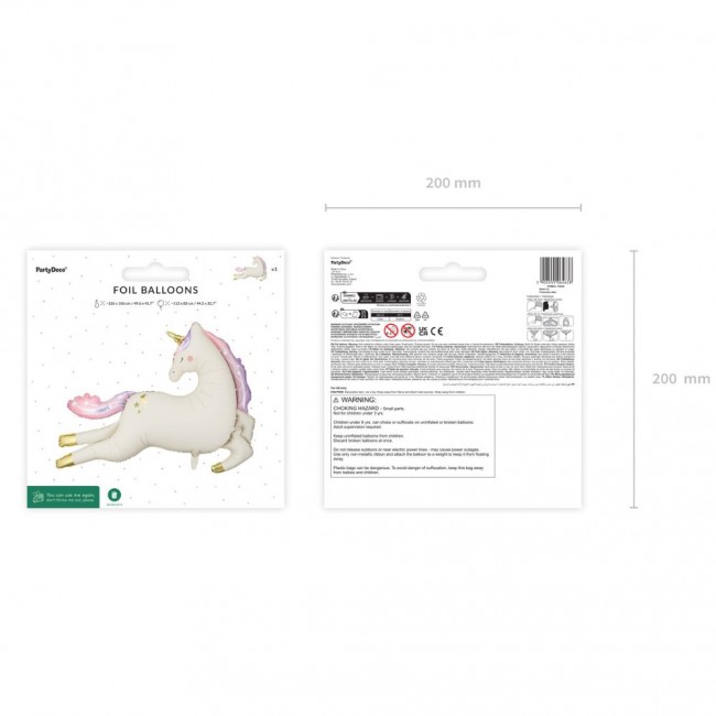 Balon foliowy Party Deco - Jednorożec 113 x 83 cm
