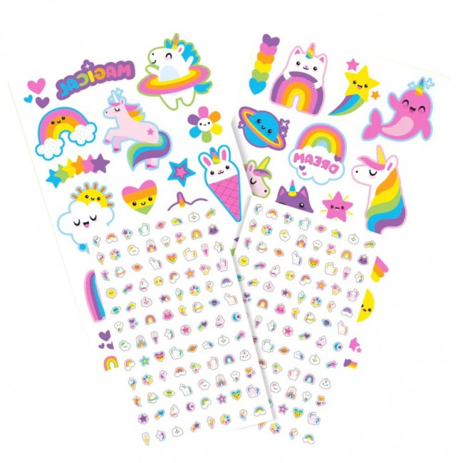 Zmywalne tatuaże i naklejki na paznokcie Ooly - Tęczowe Jednorożce