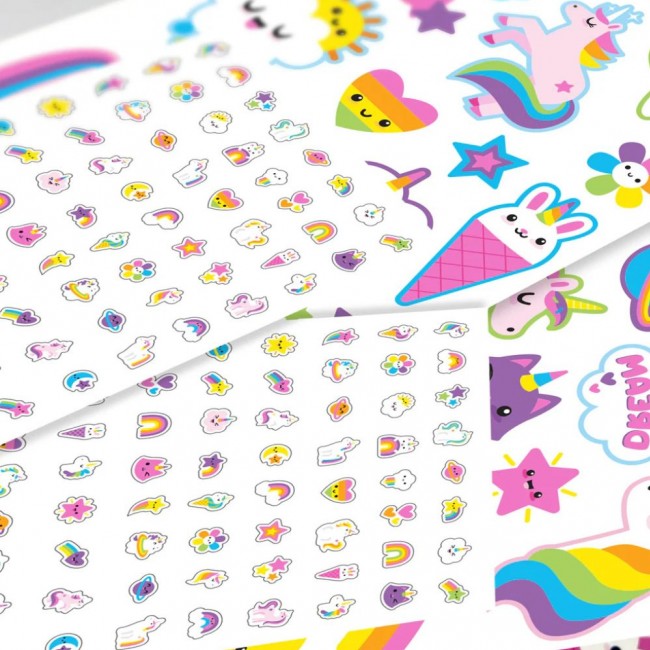 Zmywalne tatuaże i naklejki na paznokcie Ooly - Tęczowe Jednorożce