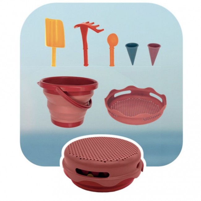 Zestaw zabawek do piaskownicy compacToys - koralowy 7 szt.
