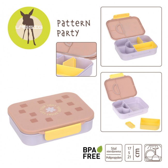 Lunchbox Bento z przegródkami Lassig Pattern Party - Rose/lilac