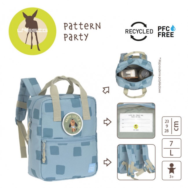 Plecak mini kwadratowy Lassig Pattern Party - Blue