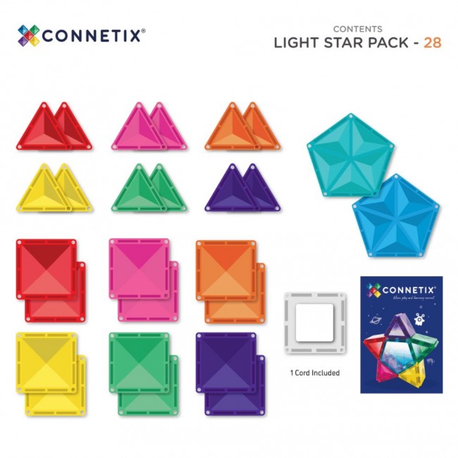 Klocki magnetyczne Connetix - Light Star Pack 28 el.
