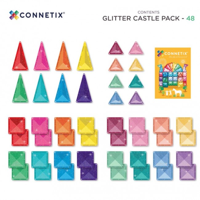 Klocki magnetyczne Connetix - Glitter Castle Pack 48 el.