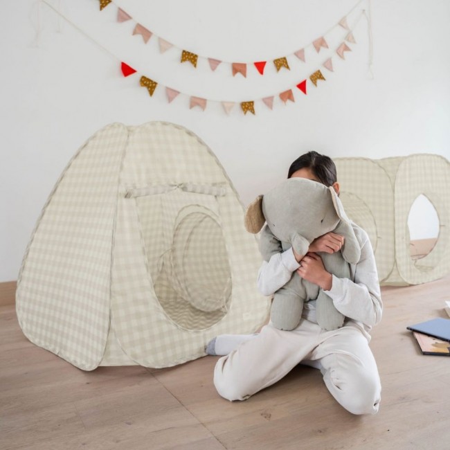 Zestaw namiotów 3w1 dla dzieci z tunelem 3 Sprouts - Gingham Beige