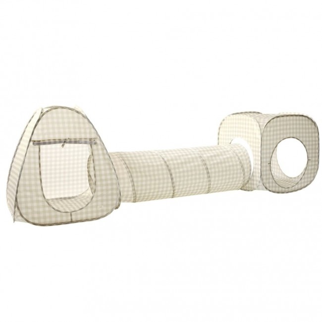 Zestaw namiotów 3w1 dla dzieci z tunelem 3 Sprouts - Gingham Beige