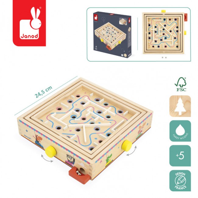 Gra zręcznościowa Janod - Labirynt Ball Maze Applepop