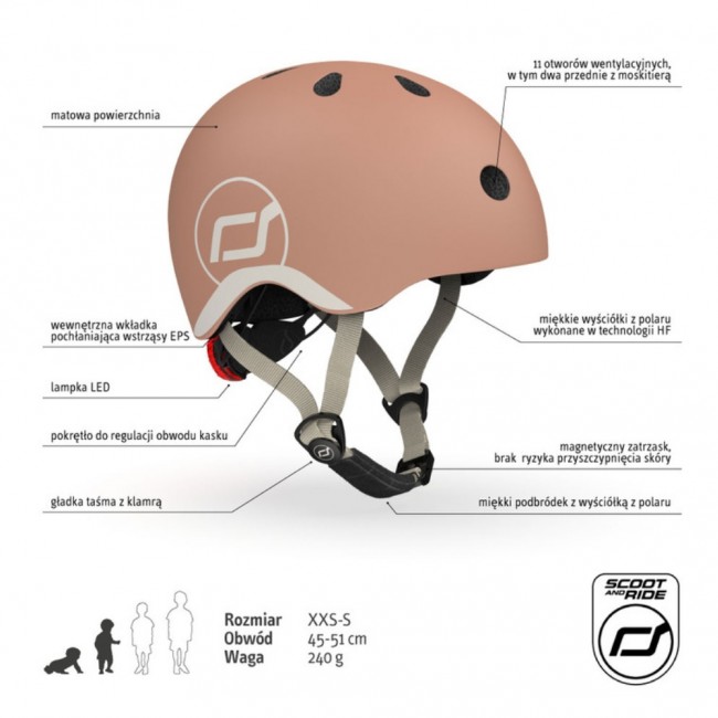 Kask dla dzieci SCOOTANDRIDE XXS-S 1-5 lat - Mocha