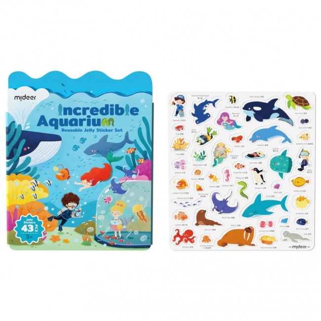 Zestaw wielorazowych żelowych naklejek mideer - Incredible Aquarium
