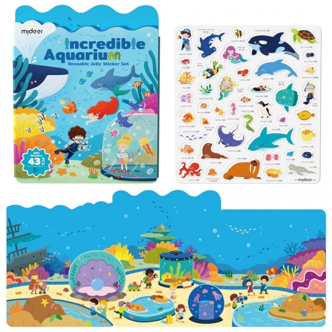 Zestaw wielorazowych żelowych naklejek mideer - Incredible Aquarium