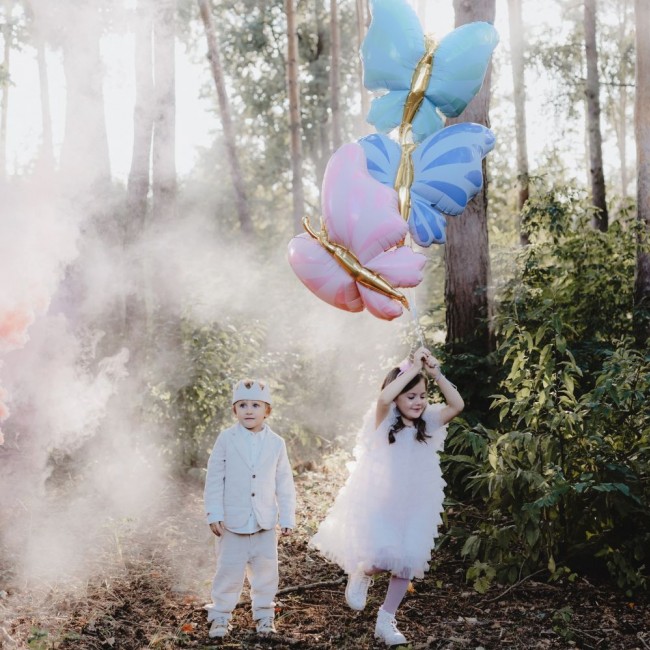 Balon foliowy Party Deco - Motyl błękit 69 x 69 cm