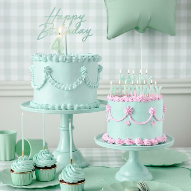 Świeczki urodzinowe Party Deco gładkie 14 cm - jasny zielony