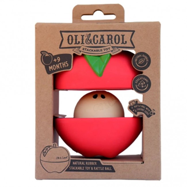 Gryzak układanka z piłką grzechotką Oli&Carol - Jabłko