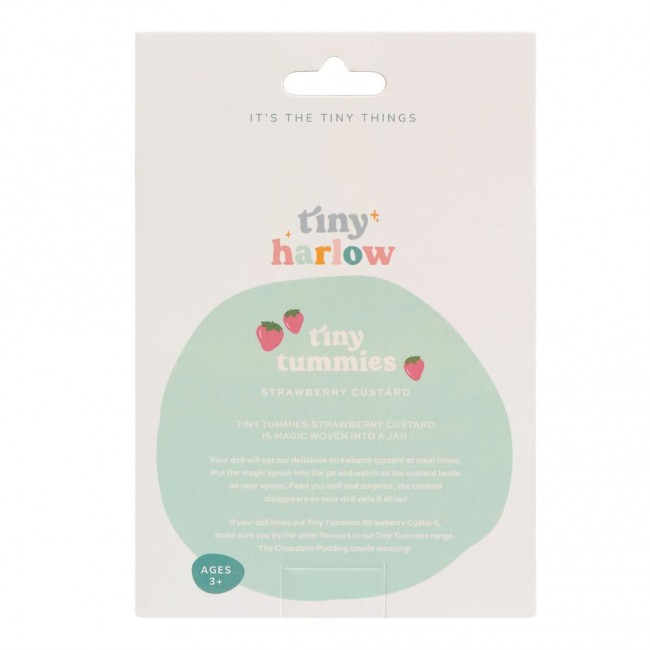 Magiczny słoiczek Tiny Tummies z łyżeczką do karmienia lalek Tiny Harlow - Truskawka