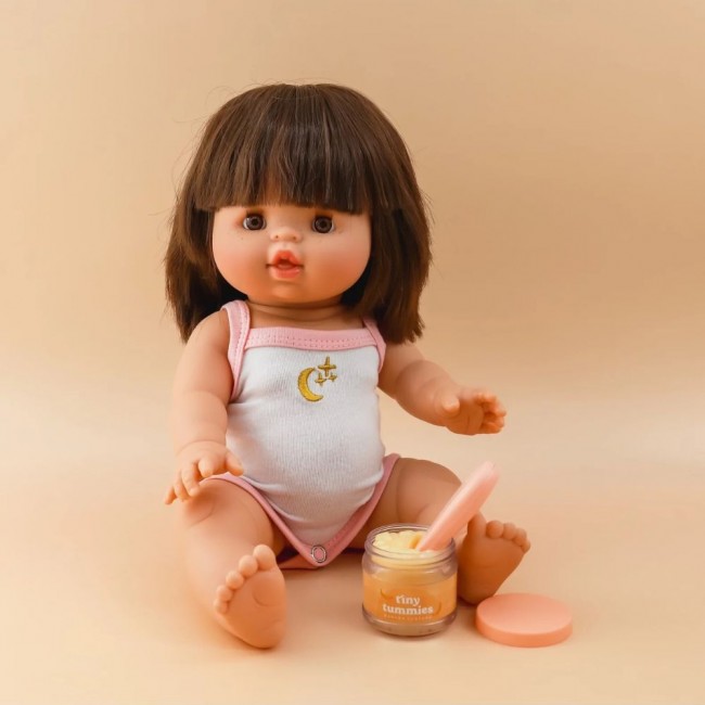 Magiczny słoiczek Tiny Tummies z łyżeczką do karmienia lalek Tiny Harlow - Banan