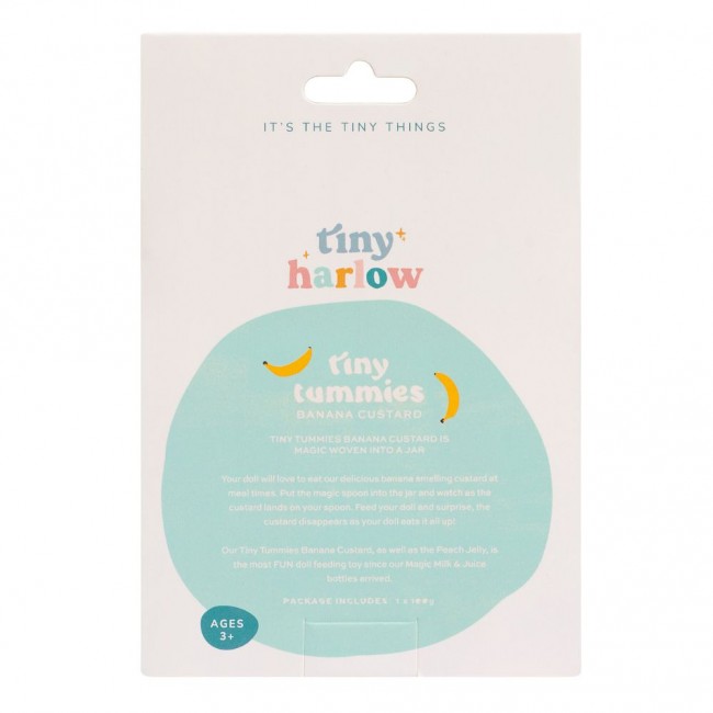 Magiczny słoiczek Tiny Tummies z łyżeczką do karmienia lalek Tiny Harlow - Banan