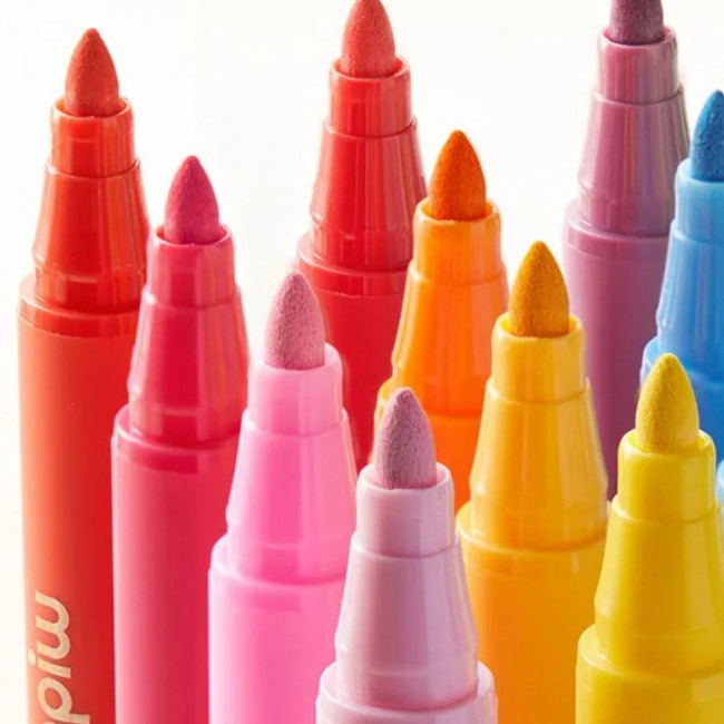 Markery akrylowe z okrągłą końcówką mideer - 12 kolorów