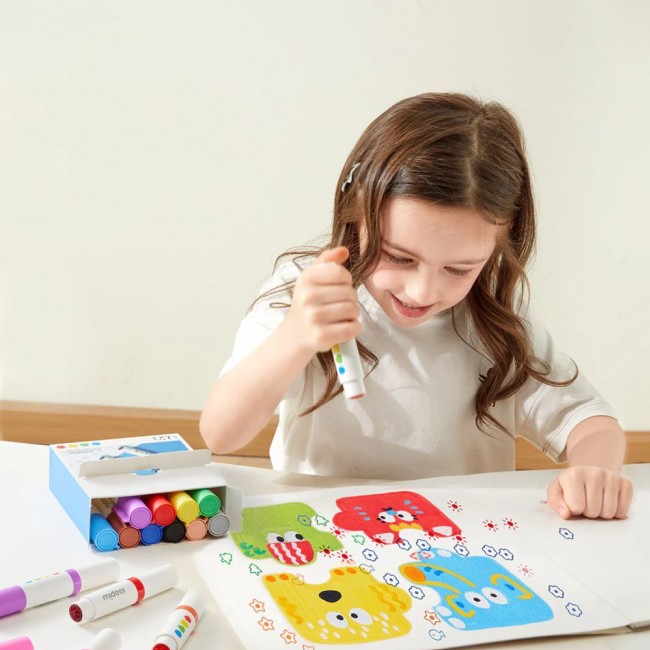 Markery zmywalne z okrągłą końcówką mideer - 6 kolorów