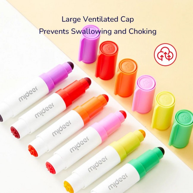 Markery zmywalne z okrągłą końcówką mideer - 6 kolorów