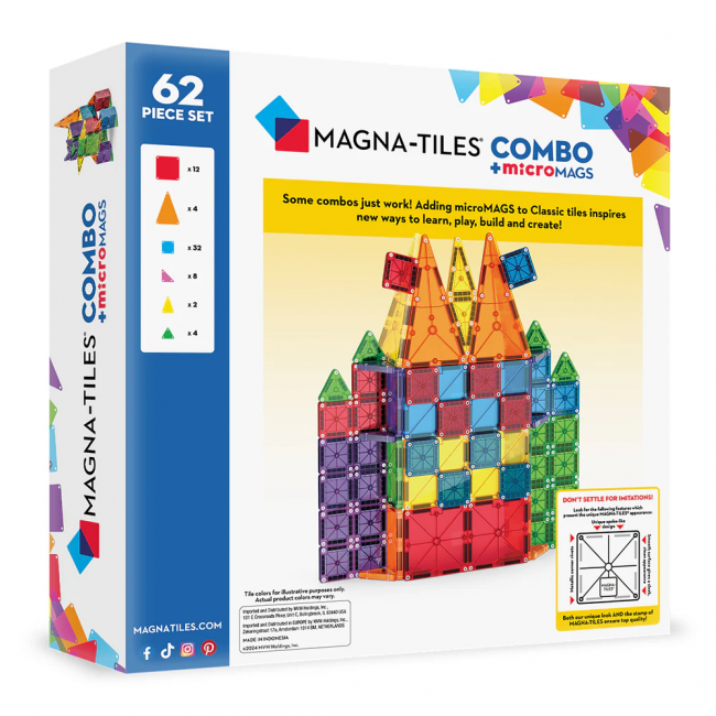 Klocki magnetyczne MAGNA-TILES - microMAGS Combo 62 el.
