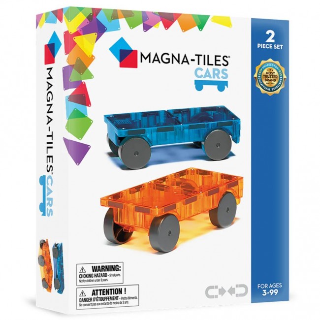 Klocki magnetyczne MAGNA-TILES - Cars 2 el. pomarańczowy i niebieski