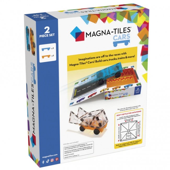 Klocki magnetyczne MAGNA-TILES - Cars 2 el. pomarańczowy i niebieski