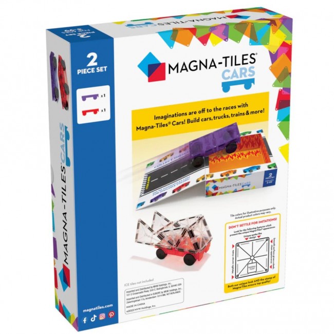 Klocki magnetyczne MAGNA-TILES - Cars 2 el. czerwony i fioletowy