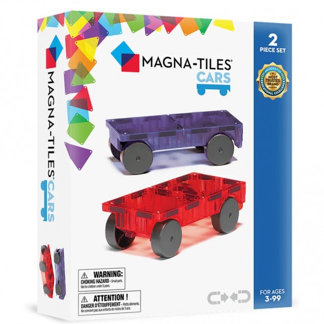 Klocki magnetyczne MAGNA-TILES - Cars 2 el. czerwony i fioletowy