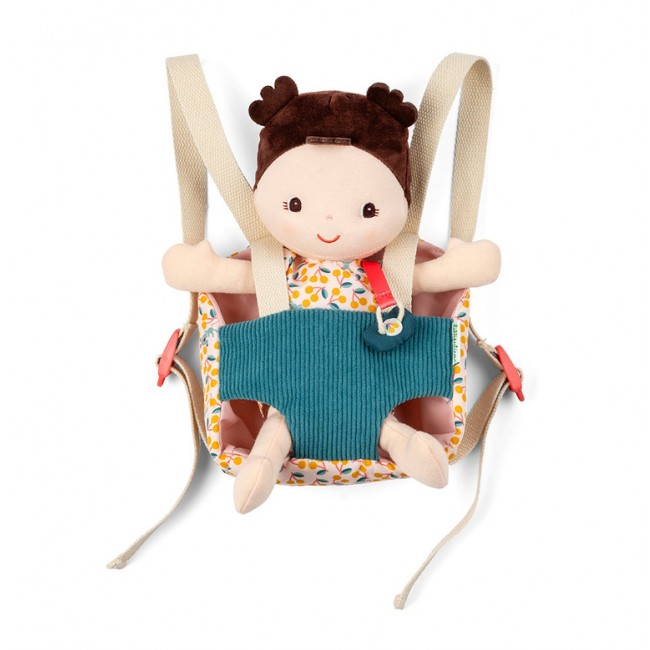 Lalka dzidziuś w nosidełku i z czapeczką Lilliputiens - Jeanne 18 m+