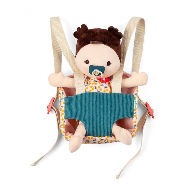 Lalka dzidziuś w nosidełku i z czapeczką Lilliputiens - Jeanne 18 m+