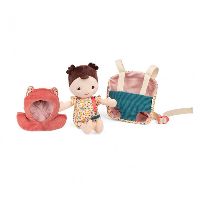Lalka dzidziuś w nosidełku i z czapeczką Lilliputiens - Jeanne 18 m+