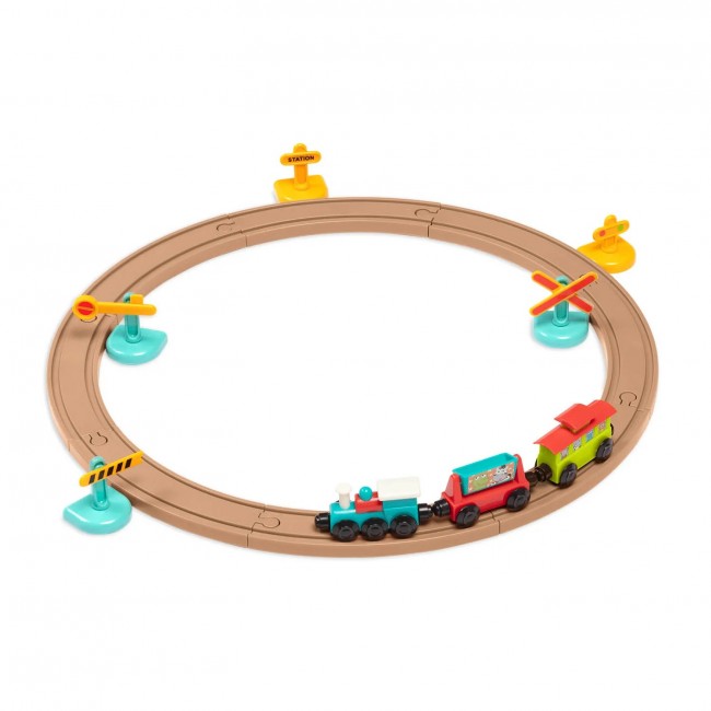 Kolejka z torami i znakami - magnetyczne wagony Battat - All Aboard 29 el.