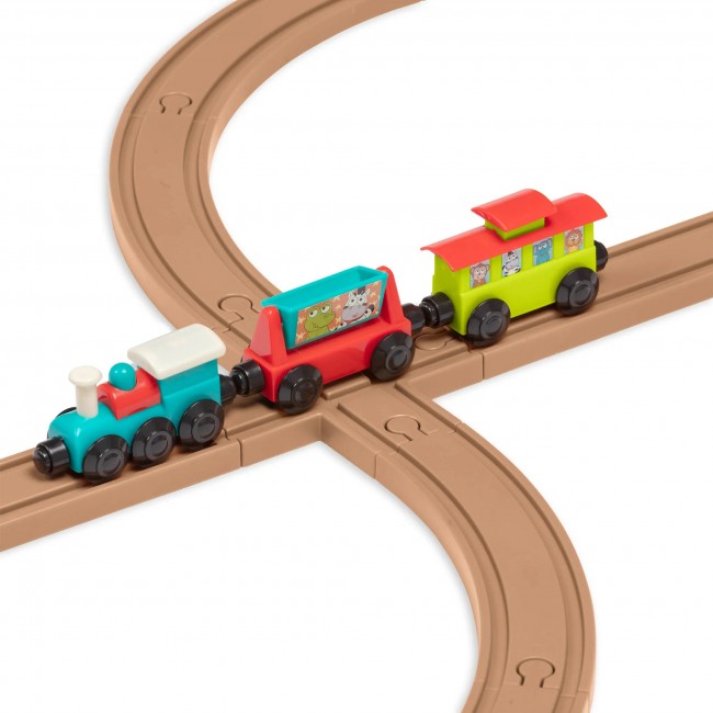 Kolejka z torami i znakami - magnetyczne wagony Battat - All Aboard 29 el.