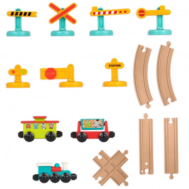 Kolejka z torami i znakami - magnetyczne wagony Battat - All Aboard 29 el.