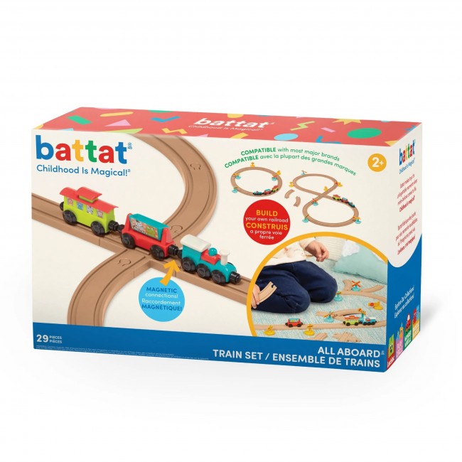 Kolejka z torami i znakami - magnetyczne wagony Battat - All Aboard 29 el.