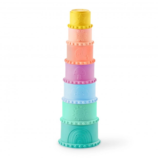 Miękkie kubeczki i klocki sensoryczne 2w1 B. Toys - Stackin’ Squishies 17 el.