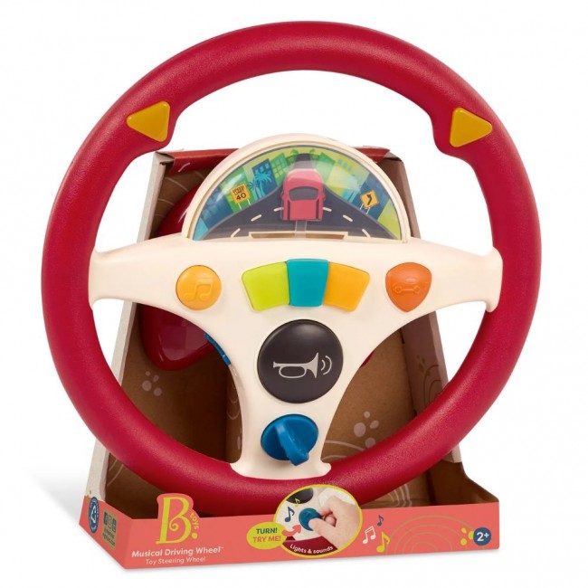 Interaktywna kierownica muzyczna B. Toys - Musical Driving Wheel czerwona
