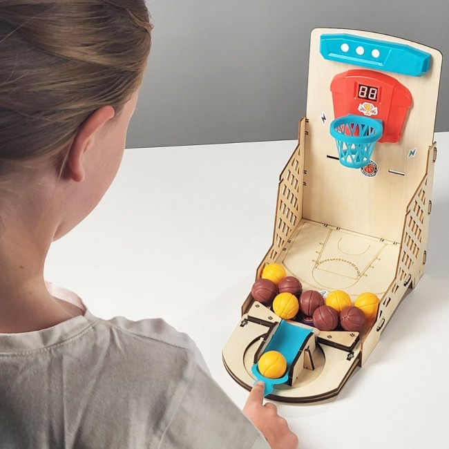 Zestaw konstrukcyjny elektroniczna mini koszykówka DIY z grami Buki