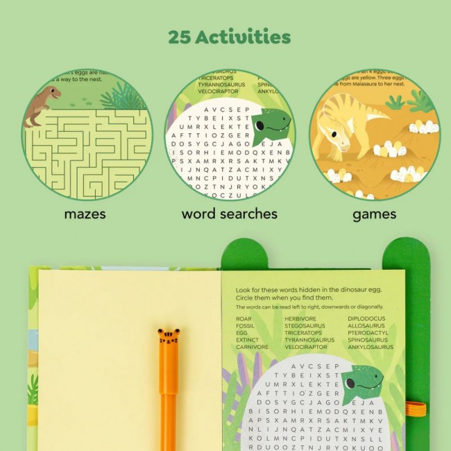 Książeczka pełna łamigłówek, labiryntów i gier Tiger Tribe - Dinozaury