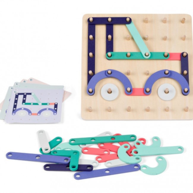 Drewniana tablica manipulacyjna z płytkami BS Toys - Geoplank