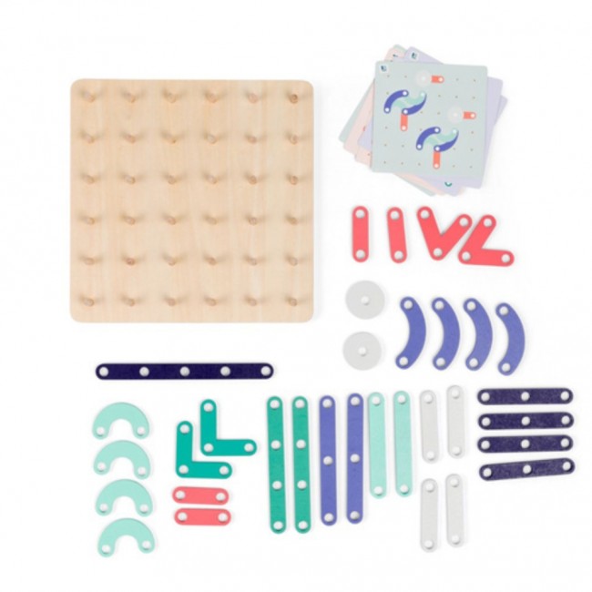 Drewniana tablica manipulacyjna z płytkami BS Toys - Geoplank