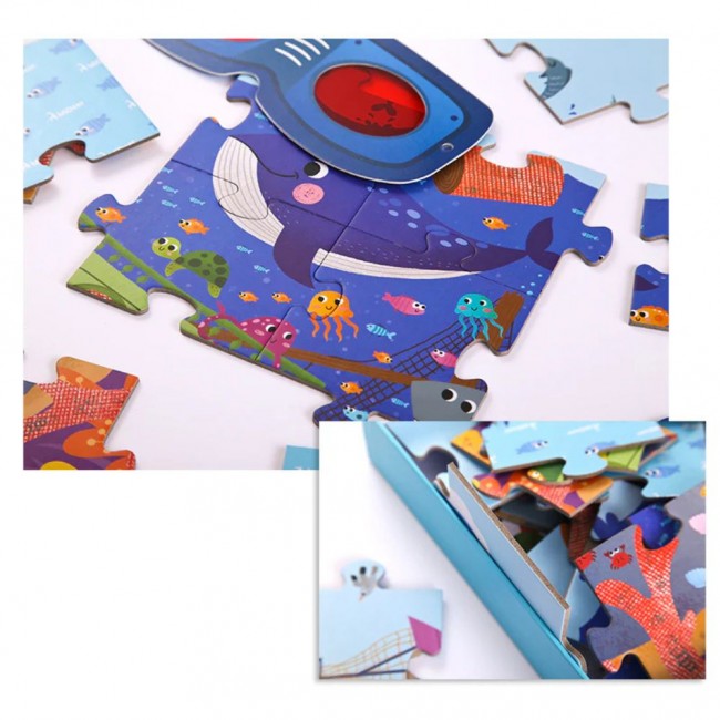 Sekretne puzzle z okularami 3D mideer - Ocean 35 el.